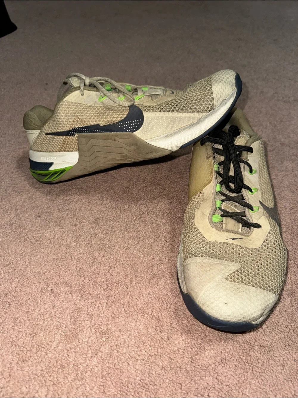 Nike Men’s Training Sneakers - Beige with Black & Green Accents